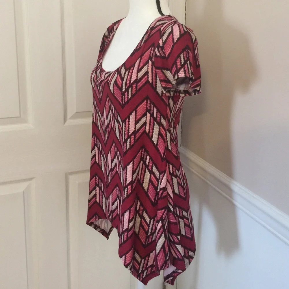 Maternity WILDE burgundy, pink & grey top, size S
